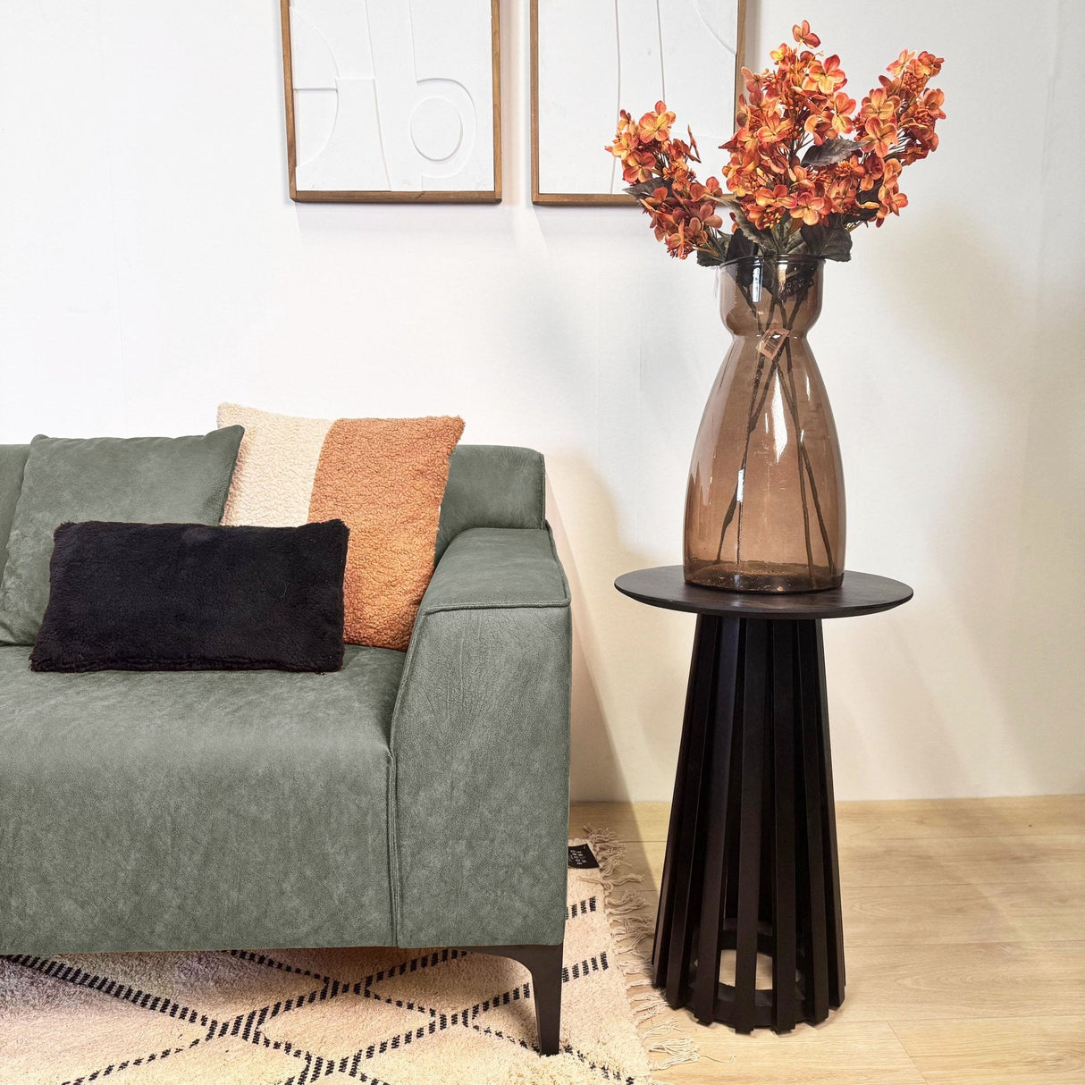 Canapé d'angle Davidson en microfibre verte avec salon compact - Gauche 