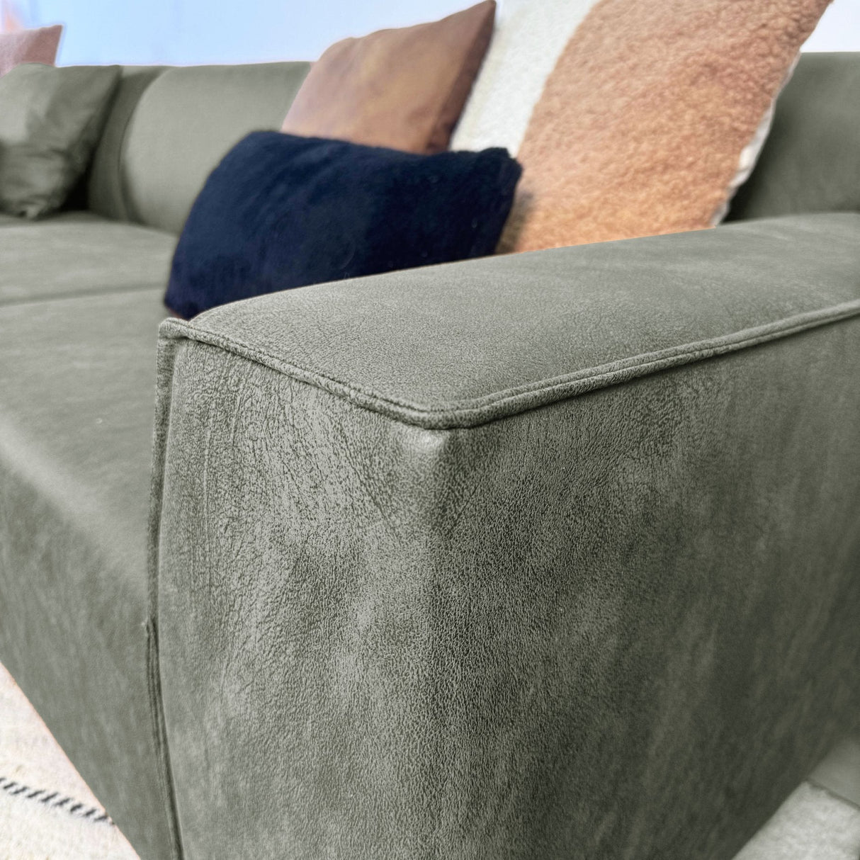 Canapé d'angle Davidson en microfibre verte avec salon compact - Gauche 
