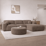 Canapé d'angle avec revêtement en chenille taupe Shane - à droite