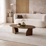 Table basse organique en noyer avec étagère en mélamine - 105x65 cm 