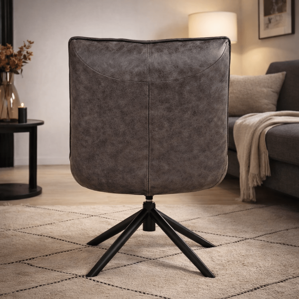 Industriële draaifauteuil antraciet eco-leer 360° draaibaar Yuki