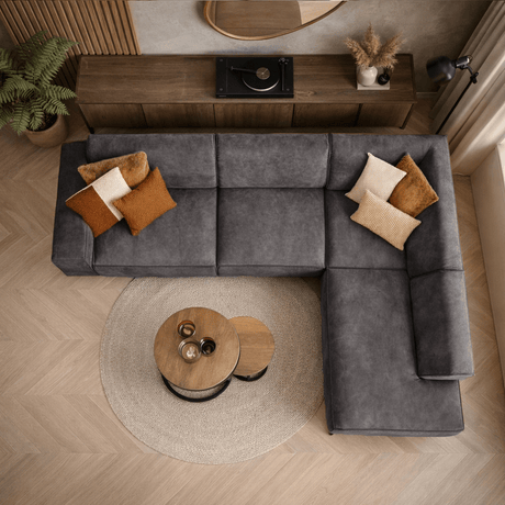 Industriële hoekbank antraciet eco-leer Brisbane - rechts