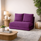 Slaapbank Japandi paarse stof 2-zits - lage rug en verstelbaar - Taida