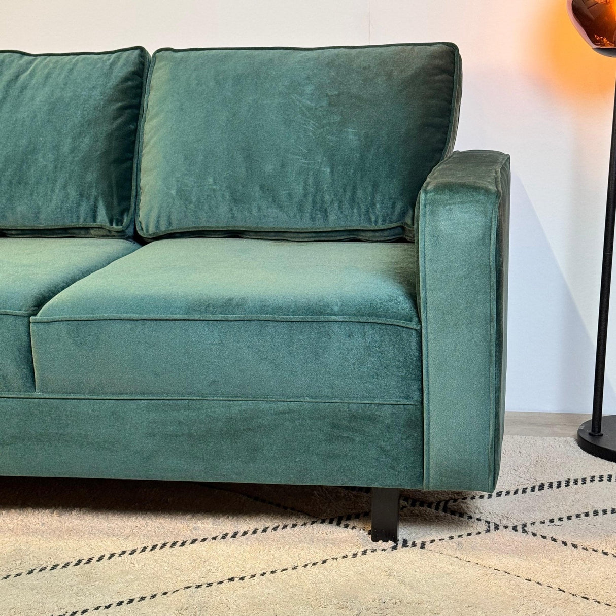3-zits Bank Kale Velvet Groen - comfortabele losse kussens
