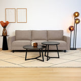 Canapé 3 places Kale en tissu lin taupe - coussins confortables 