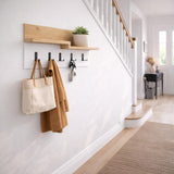 Porte-manteaux - Porte-manteau Chêne Mélamine - 5 - Angle Blanc - 65 cm - Lagona - Dimehouse