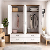 Kledingkasten - Kledingkast Walnoot en Wit Melamine - hang en leg - 160x 200 x 47 cm - Kumsal - Dimehouse