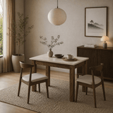 Eettafels - Kleine eettafel Walnoot met Travertin Melamine - 110 cm - met opbergruimte - Kara - Dimehouse