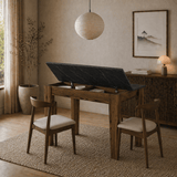 Kleine eettafel Walnoot met zwart Melamine - 110 cm - met opbergruimte - Kara