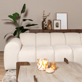 Canapés-Canapé d'angle lounge tissu bouclé beige - rayures - droit - Brix-Dimehouse
