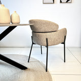 Eetkamerstoel Bouclé Beige - Japandi - ronde vormen - Lola