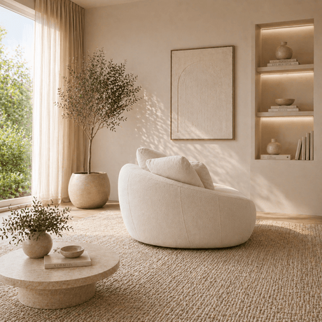 Loveseat 2-zits bank crème boucle - organisch 155 cm - Midye