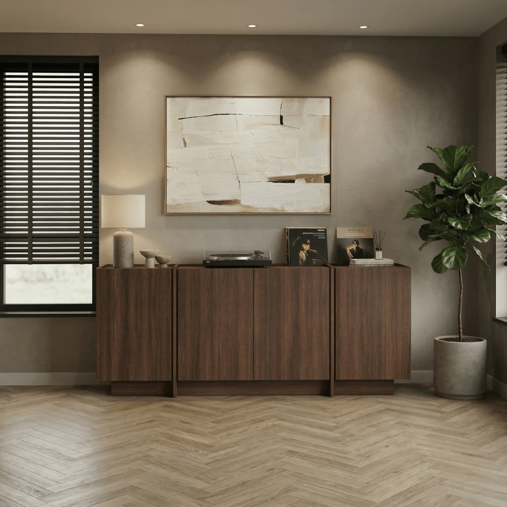 Dressoir walnoot melamine Lowen 180x45x80 cm