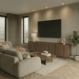 Meuble TV Japandi noyer mélaminé Lowen 180 cm