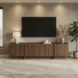 Meuble TV Japandi noyer mélaminé Lowen 180 cm
