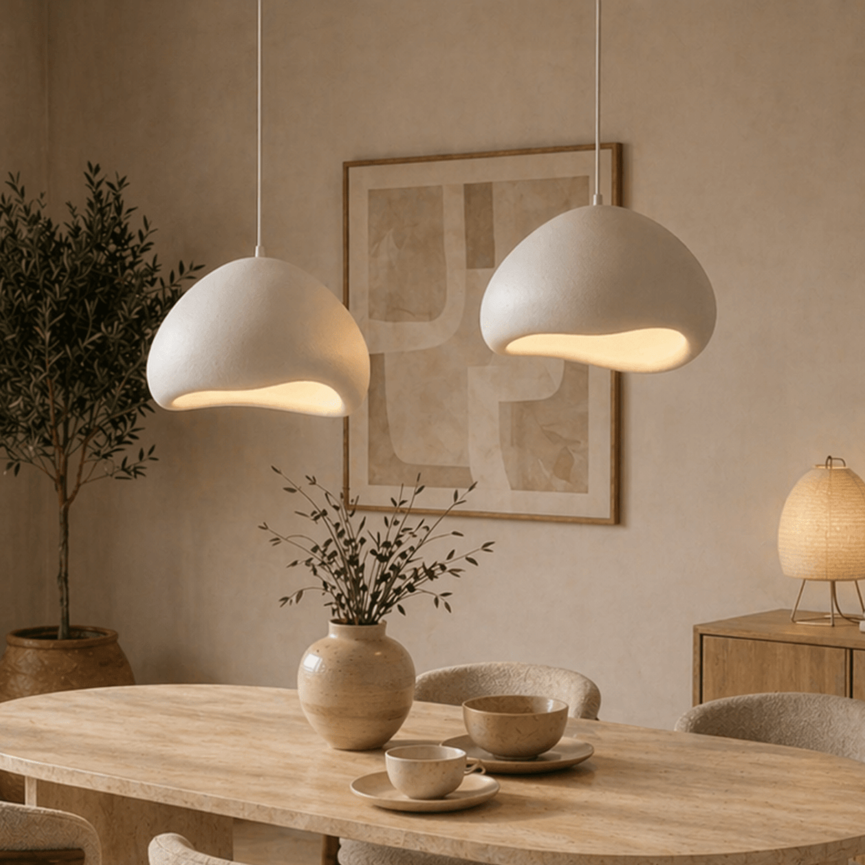 Lampe à suspension de luxe blanche Ø40 cm et Ø40 – Abat-jour en fibre de verre - Eleonora