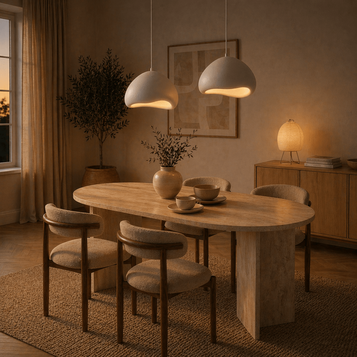 Lampe à suspension de luxe blanche Ø40 cm et Ø40 – Abat-jour en fibre de verre - Eleonora