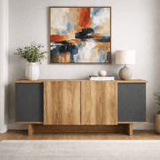 Dressoirs - Modern Dressoir Antraciet - Walnootlook Melamine Diana 180 cm - Dimehouse