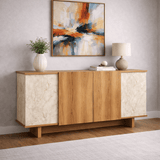 Modern Dressoir Travertin-Walnootlook Melamine Diana 180 cm