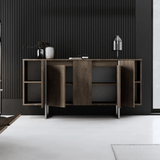 Dressoirs - Modern Dressoir Walnoot Luxe 160x80x35 - Zilver Frame - Dimehouse