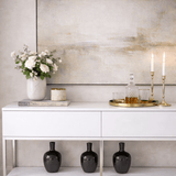 Commode moderne White Lord 150x30x80 - Cadre argenté - Deux compartiments