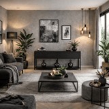 Commode moderne Black Lord 150x30x80 - Deux compartiments