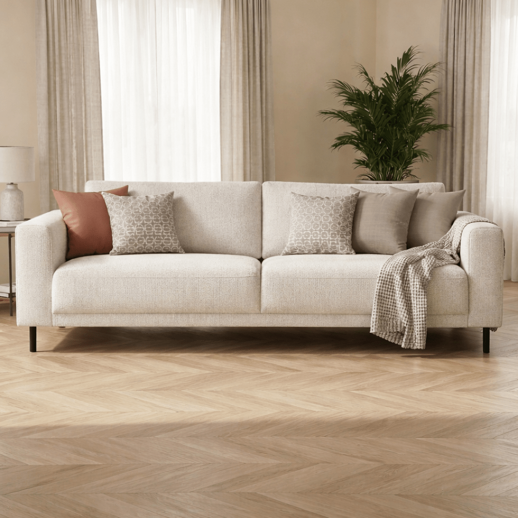 Banken - Moderne 3 - zits Bank Beige Stof Aniko 213x90x78 cm - Dimehouse