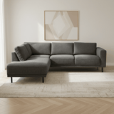 Moderne 3-zits hoekbank met Lounger Antraciet Stof Aniko links 240x197x78 cm