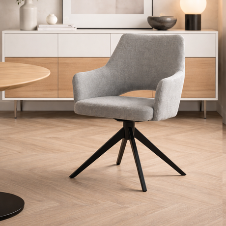 Moderne Draaibare Eetkamerstoel Grijs Stof Sid - Met Armleuningen