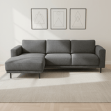 Canapé d'angle moderne à gauche en tissu anthracite Aniko avec chaise longue 238x142x78 cm 