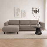Moderne Hoekbank Links Taupe Stof Aniko met Chaise Longue 238x142x78 cm
