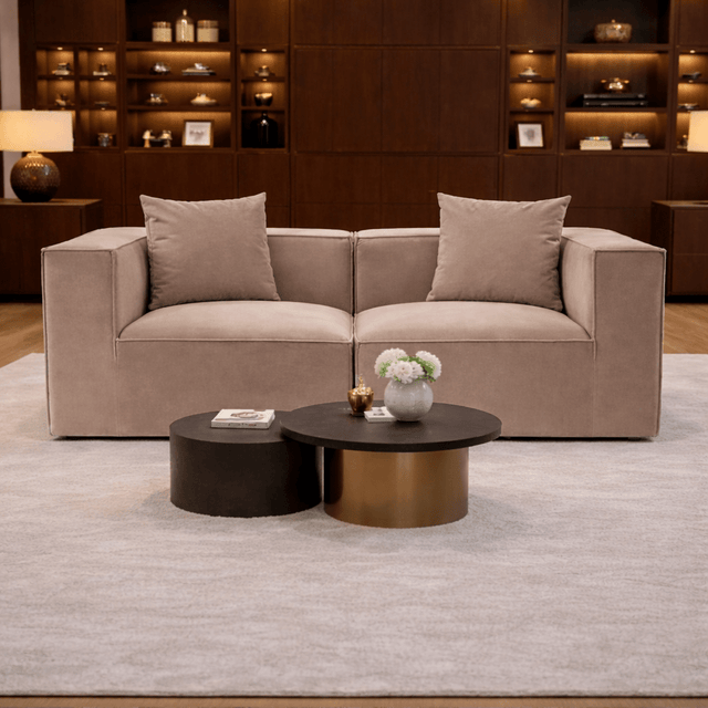 Banken - Modulaire XXL 2 - zits bank Sora 190 cm breed in Cappucino linnen - Dimehouse