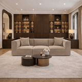 Canapé modulaire XXL 3 places Sora 325 cm de large en lin Cappuccino 