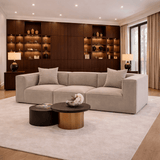 Canapé modulaire XXL 3 places Sora 325 cm de large en lin Cappuccino 