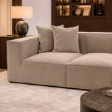 Banken - Modulaire XXL hoekbank cappucino linnen 430 cm Sora - Dimehouse