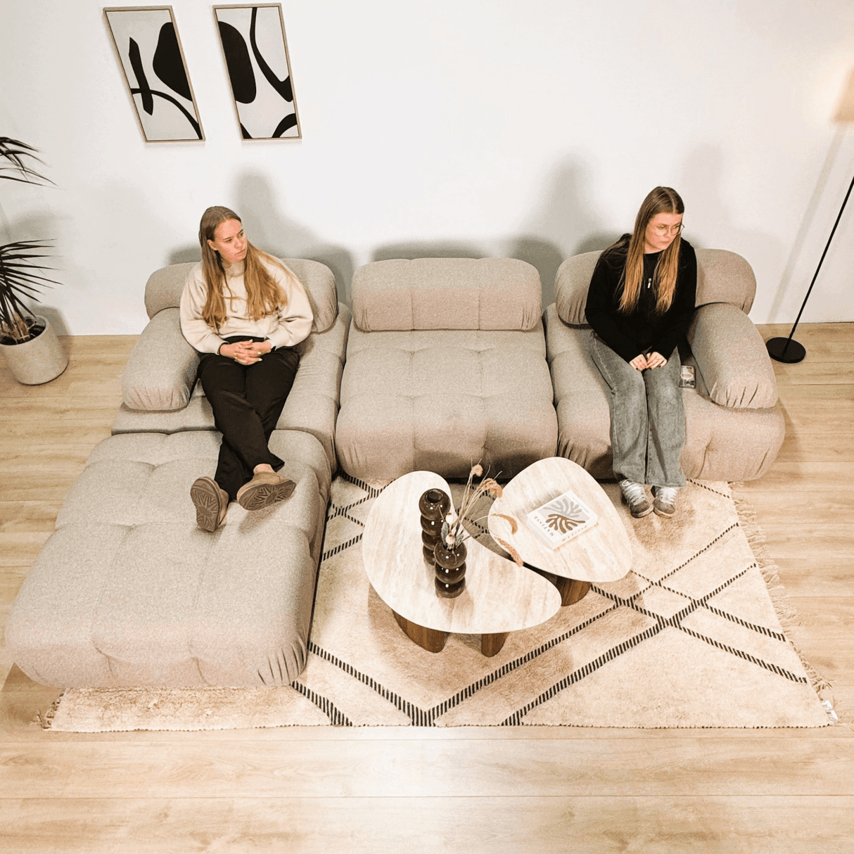 Banque modulaire 3 places avec hocker doblo beige