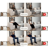 Canapé d'angle modulaire en tissu lin beige écru avec ottoman amovible - Fora 