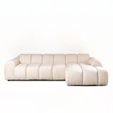 Canapés-Canapé d'angle lounge tissu bouclé beige - rayures - droit - Brix-Dimehouse