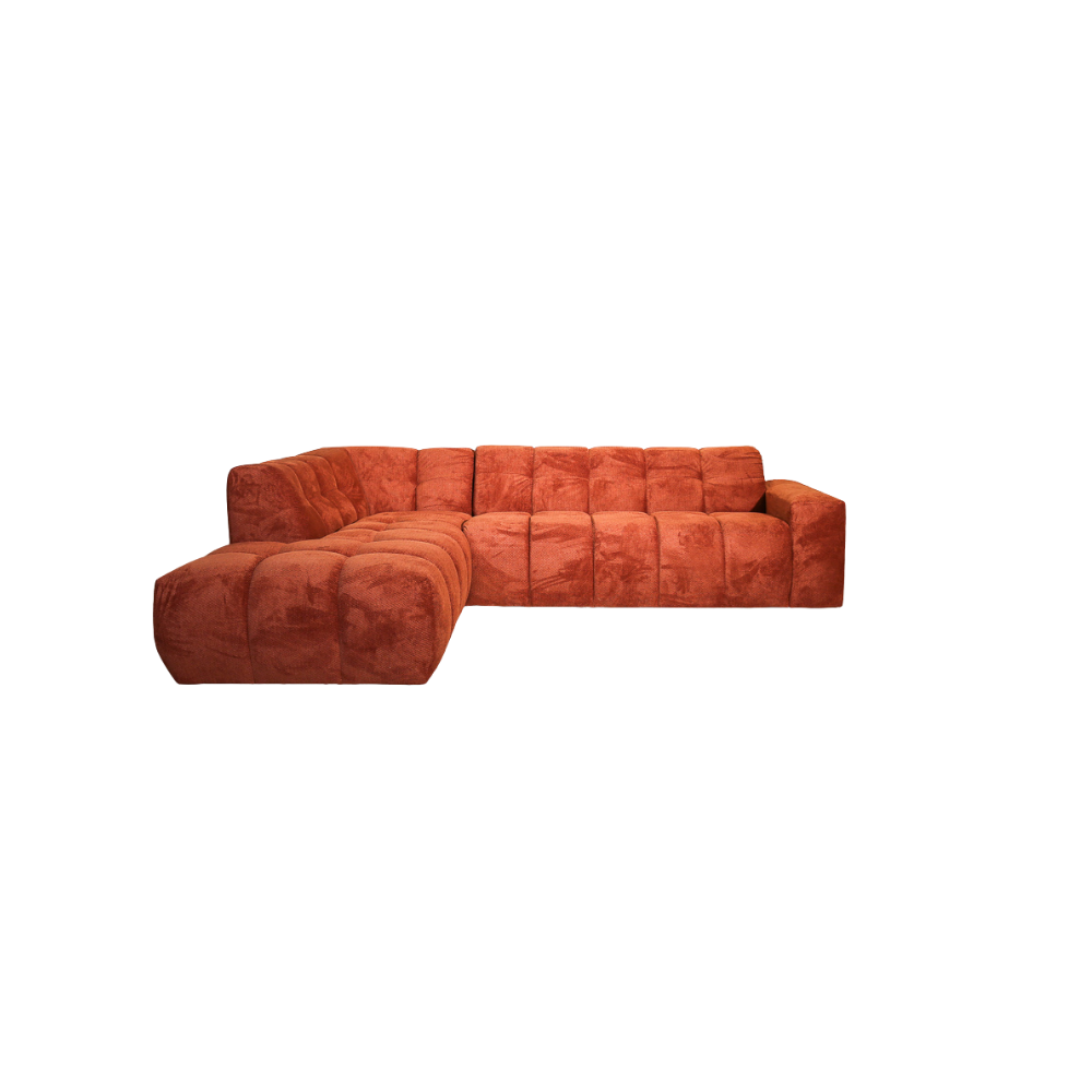 Hoekbank met lounge koper bouclé stof Nova - rechts