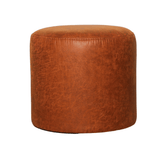 Poefs-Ronde poef cognac ecoleer - 40x40x35 cm - Mave-Dimehouse