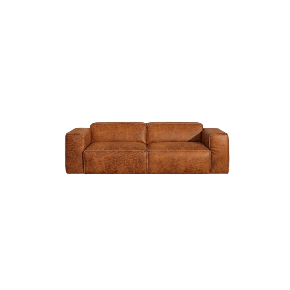 Banken-3-zits bank cognac ecoleer - 240x98 cm - Jaylen-Dimehouse
