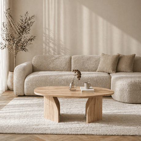 Table Basse Bio Chêne Mélamine Japandi - 105x65 cm - Support
