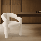 Design Eetkamerstoel Ivoor Bouclé Maro - Volledig Stof