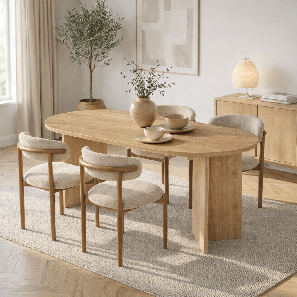 Ovale eettafel Eiken melamine - Japandi -  200x89,5x75 cm - Sota