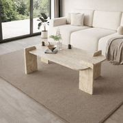 Salontafels - Salontafel Travertin melamine Japandi - 120 x 60 cm - ronde hoeken - Lovge - Dimehouse