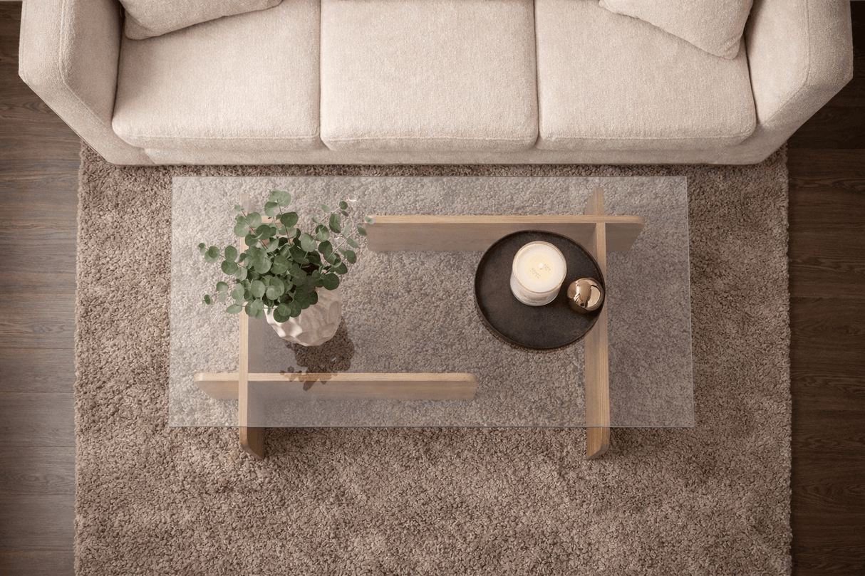 Table basse Naturel Verre Opal 105x65x30 cm 