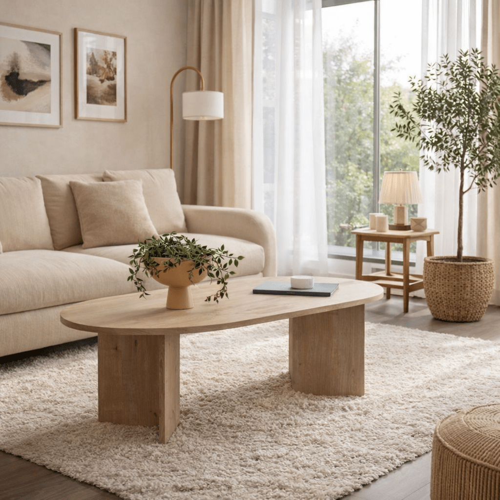 Table basse Sapphire Oak Melamine 119x60x40 cm Sable 