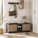 Schoenenkasten - Schoenenkast Eiken met antraciet Melamine - zes vakken - 110x43x37 cm - Zulla - Dimehouse