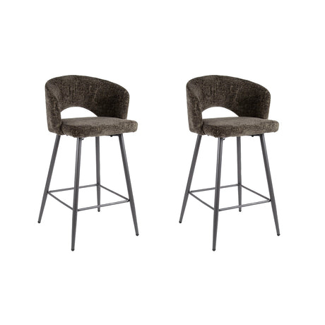 Ensemble de 2 tabourets Alba Tissee Cargo Brun 