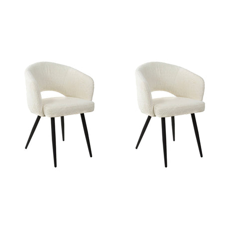 Set van 2 eetkamerstoelen Cargo Bouclé Wit